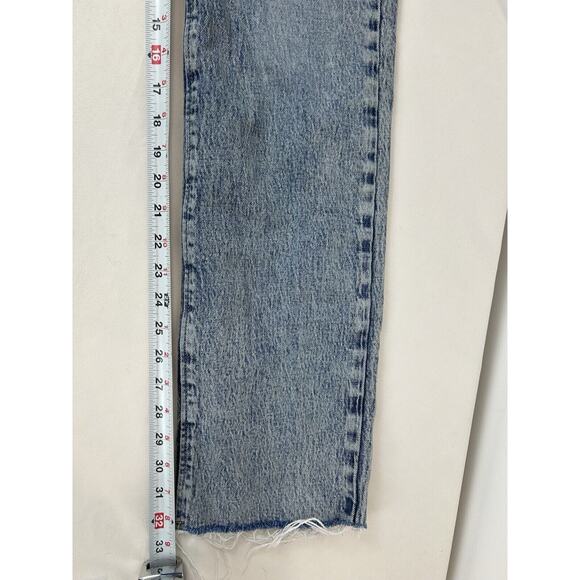 Zara Women’s HIGH RISE LONG LENGTH STRAIGHT JEANS Blue Size US 4 Stretch - Picture 8 of 10